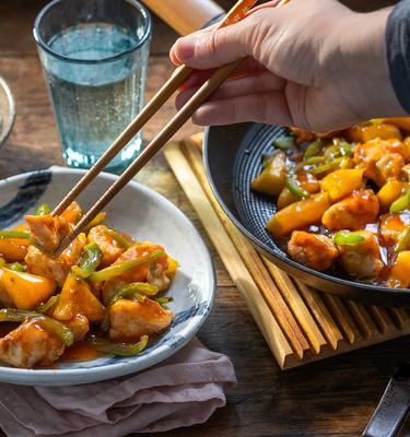 Gebackenes Hähnchen süß-sauer